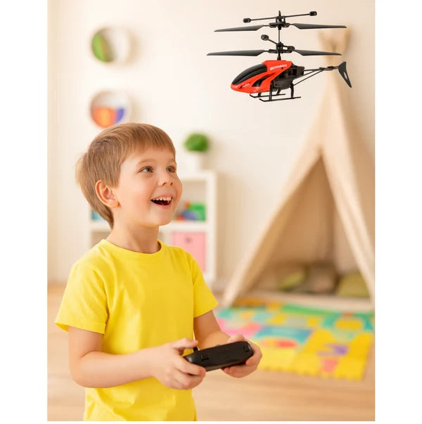 Remote Control & Hand Induction Flying Helicopter Toy with USB Charging Cable (Red)