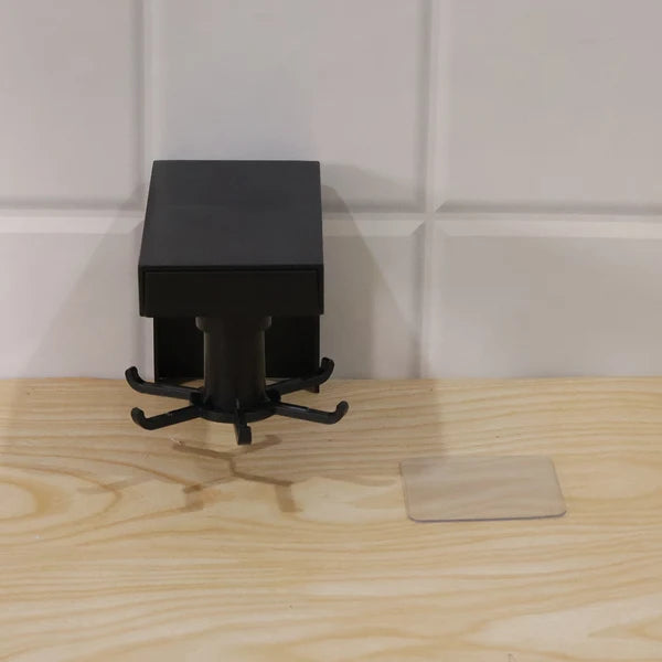 360° Rotating Wall-Mounted Kitchen Utensil Holder & 6-Hook Adhesive Organizer Rack