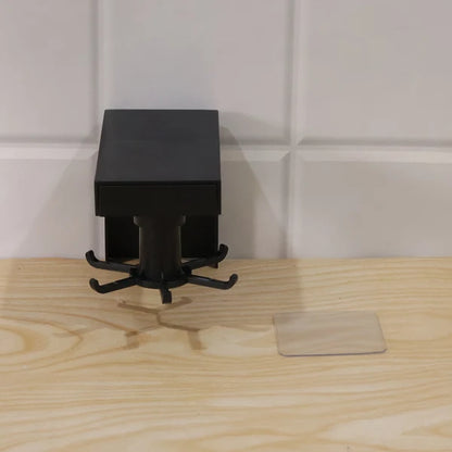360° Rotating Wall-Mounted Kitchen Utensil Holder & 6-Hook Adhesive Organizer Rack
