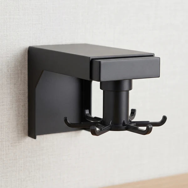 360° Rotating Wall-Mounted Kitchen Utensil Holder & 6-Hook Adhesive Organizer Rack